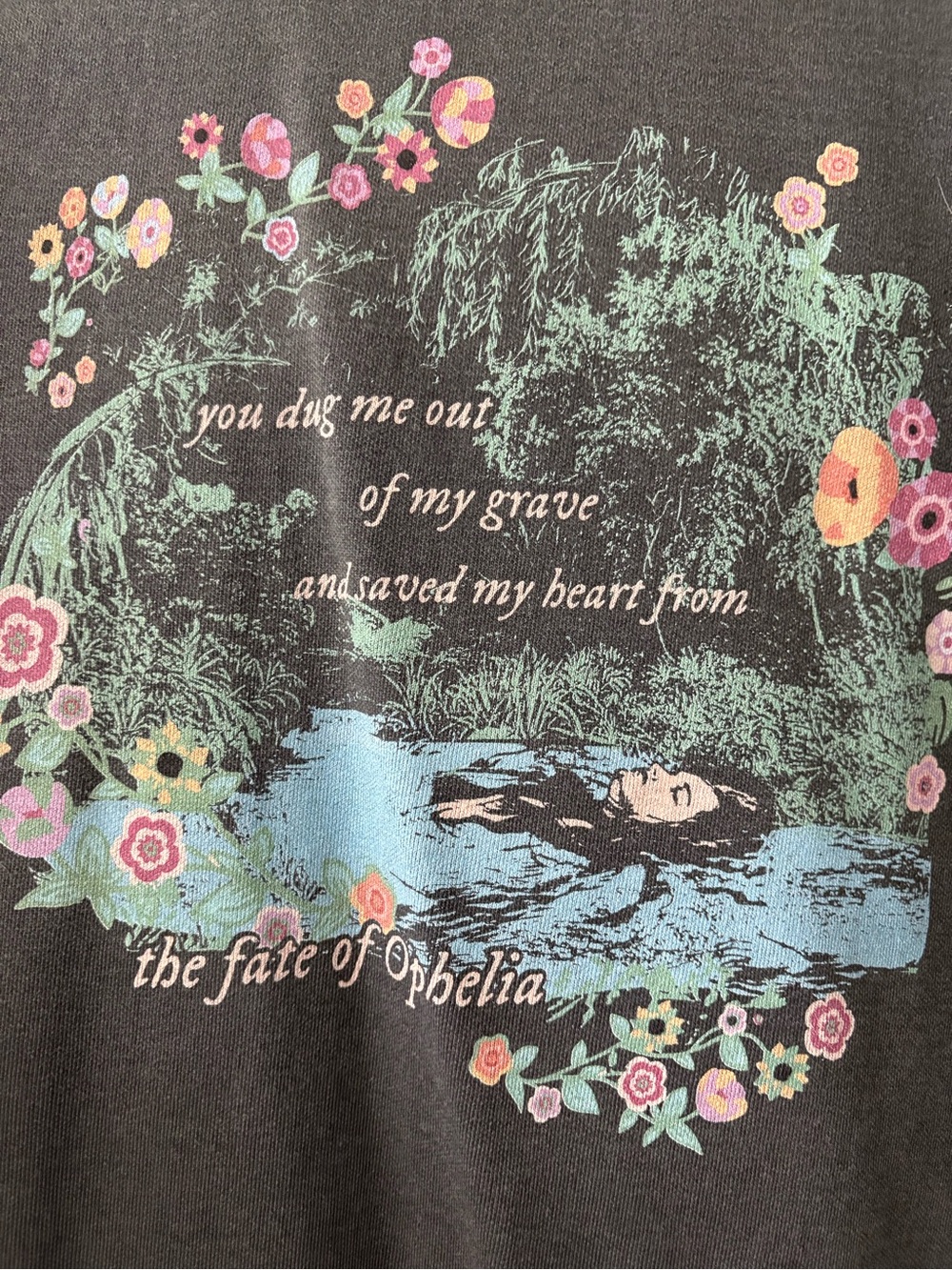 Comfort Colors Gray Floral Taylor Swift Ophelia Lyric Graphic Crewneck - Picture 2 of 4